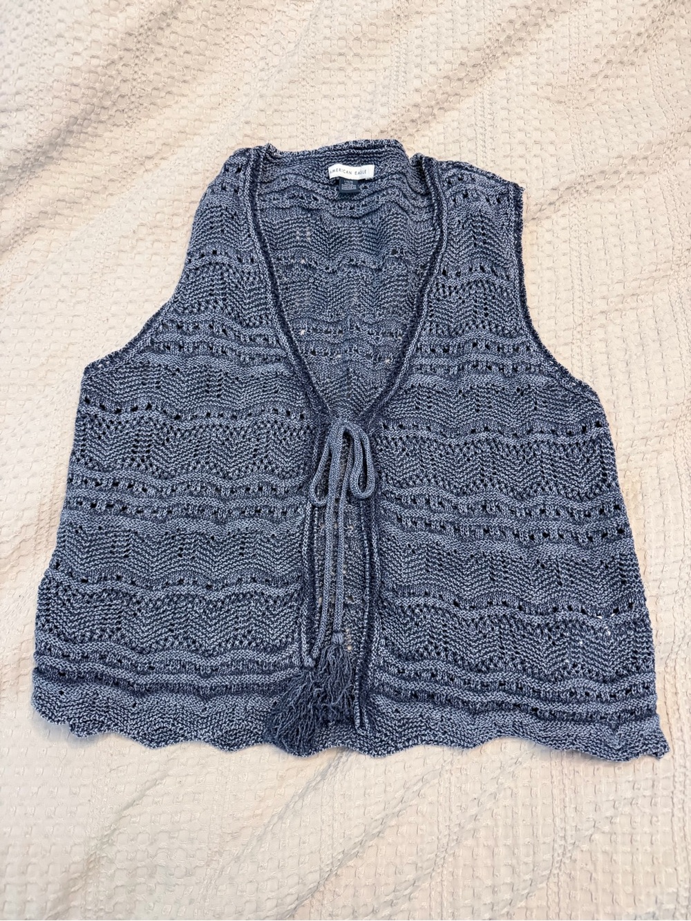 American Eagle | Blue Knit Tie-Front Sleeveless Vest | Large